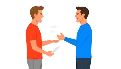 Two men arguing over a document