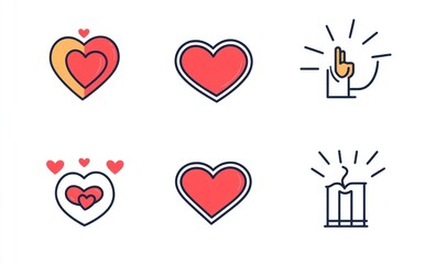 Collection of heart-themed icons