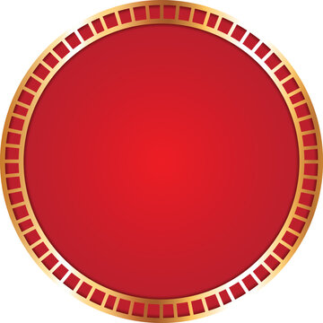 vector illustration of red colored circle award banner with gold frame