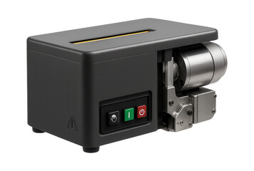 Fototapeta premium Compact tabletop strapping machine with a single-phase motor for small businesses and workshops
