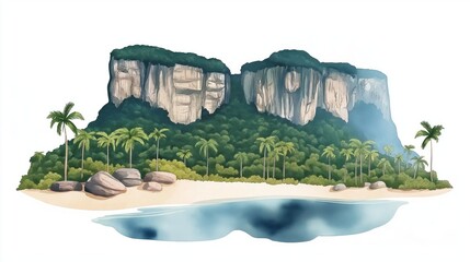Guiana Shield. Guiana Shield hand drawn watercolor illustration