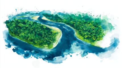 Triple Frontier. Triple Frontier hand drawn watercolor illustration