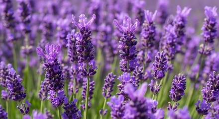 Obraz premium Close-up of Blooming Lavender Field in Summer