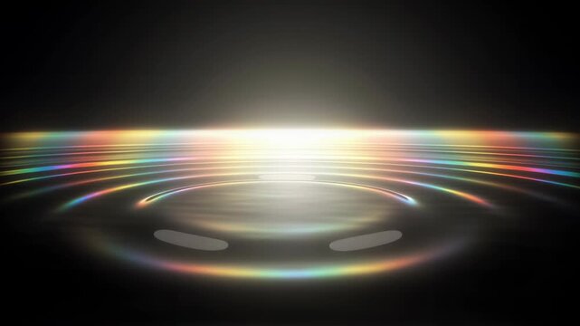 Colorful light waves rippling on dark background. Rainbow spectrum effect. Abstract digital visualization of sound or energy. Futuristic technology concept video.