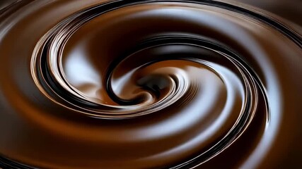 An abstract macro video of a smooth, viscous liquid chocolate spiral, creating a beautiful and satisfying textured background with elegant, glossy ripples - Powered by Adobe