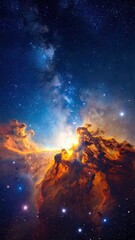 Obraz premium Cosmic nebula, vibrant colors, starry night