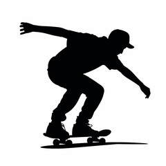 Fototapeta premium Silhouette of a Person Skateboarding Design with a Simple Background Illustration