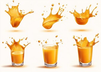 Orange juice splashes in glasses (2)