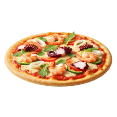 Delicious Seafood Pizza with Toppings.