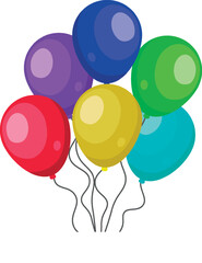Bunch of Colorful decorative balloons for celebration events and festivities. Balloon in cartoon style.