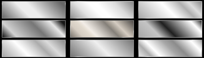 Collection of silver metallic backgrounds. Extended plates with silver chrome effect.