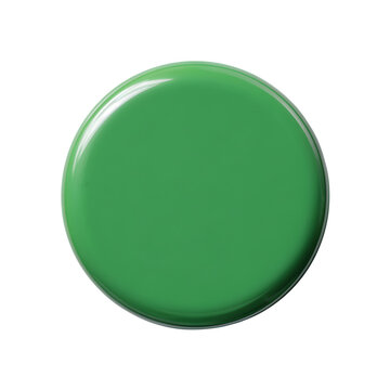 Green badge or magnet, centered view, matte surface, on isolated transparent background