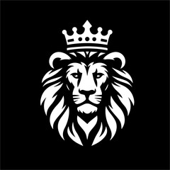 Obraz premium lion king logo vector wearing crown