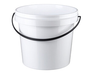 Empty white plastic bucket with handle isolated on transparent background PNG 