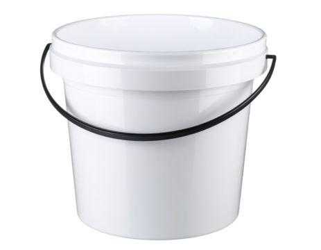  Empty white plastic bucket with handle isolated on transparent background PNG 