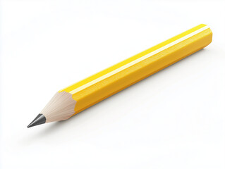 Yellow wooden pencil diagonally on white background