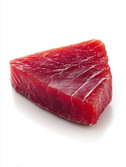 Raw tuna steak wedge isolated on white background