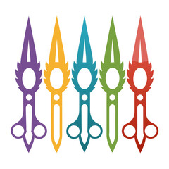 Collection of decorative edge scissors in various vibrant colors