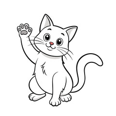 Playful cat pawing outline