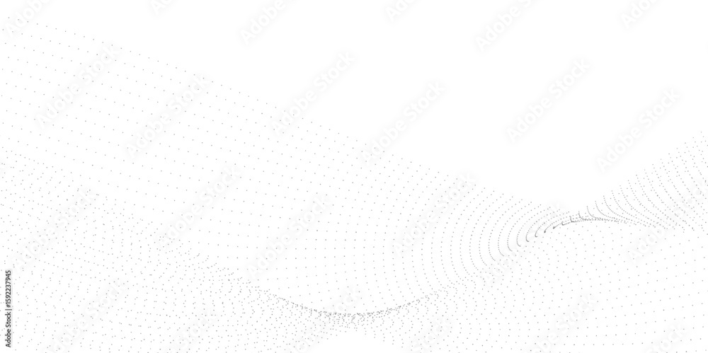 Poster abstract halftone curve gradient pattern with flowing dots particles wave isolated on transparent ba