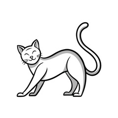 Stretching cat line drawing icon