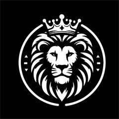 lion king logo vector wearing crown
