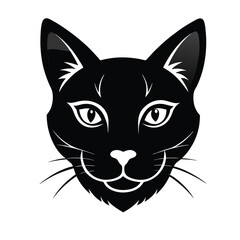 Cat Head Silhouette Front View – Minimalist Feline Vector Icon