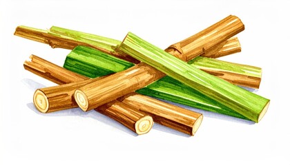 Watercolor illustration of plant stems