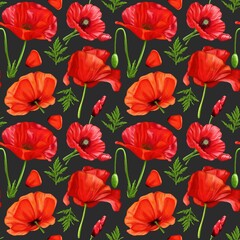 Seamless poppy pattern