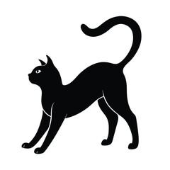 Stretching Cat Silhouette Design – Playful Feline Vector Icon
