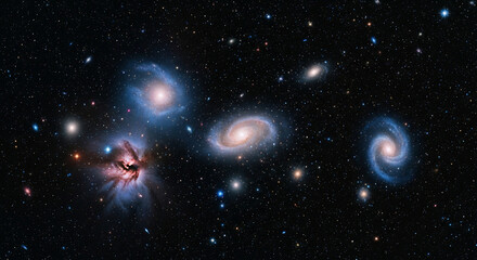 Fototapeta premium Stunning Cosmic Landscape of Distant Galaxies and Stars in Deep Space