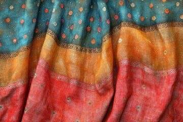 Vibrant indian pashmina shawl showcasing intricate embroidery and rich, warm colors