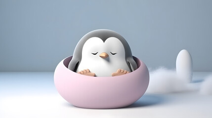 Fluffy Penguin in Cozy Home