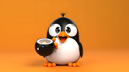 Sleepy Kawaii Penguin Chick