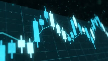 Animated stock market chart with rising and falling line graph for investment analysis