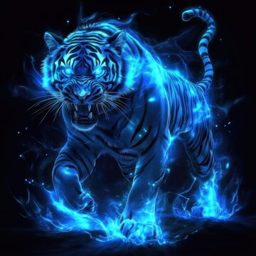 青い背景のトラ - (Blue Background Tiger ) Blue Tiger
