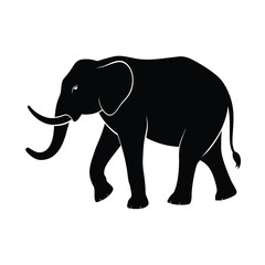 Fototapeta premium Elephant Walking Proudly Across Open Land Line Art Vector illustration