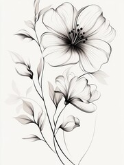 Delicate floral line art