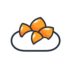 Cartoonish orange objects on a white cloud