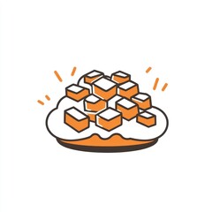 Sweet cubes on a creamy base
