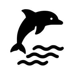Fototapeta premium Minimalist Line Icon of a Leaping Dolphin 