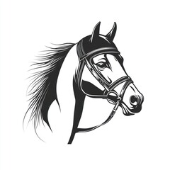 Horse head profile, stylized, black and white