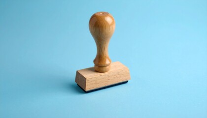 Classic Wooden Rubber Stamp on Blue Background