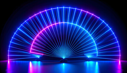 Abstract Neon Fan Shaped Lights Design
