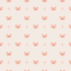 Peach Bow and Floral Accent Seamless Pattern HD. Hand drawn Vector Trendy illustration. Seamless Pattern, Background, Wallpaper, Prints, Textile.