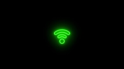 Glowing animated WiFi symbol futuristic neon lines representing modern wireless internet networks digital communication technology icons - Powered by Adobe