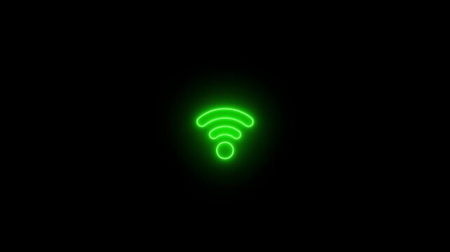 Glowing animated WiFi symbol futuristic neon lines representing modern wireless internet networks digital communication technology icons