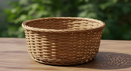 Wicker basket on the table.