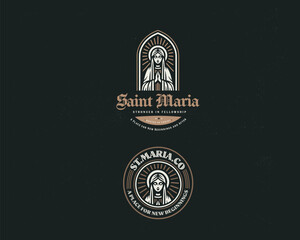 Lady Virgin Mary Mother of Jesus, Holy Mary church logo template for religious