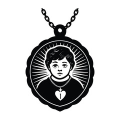 Child Jesus Pendant Necklace Sacred Heart Religious Jewelry